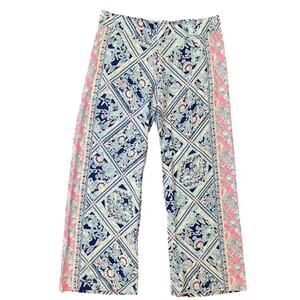 Lilly Pulitzer Bal Harbour Palazzo Pants Women L Blue Pink Tropical Pull On